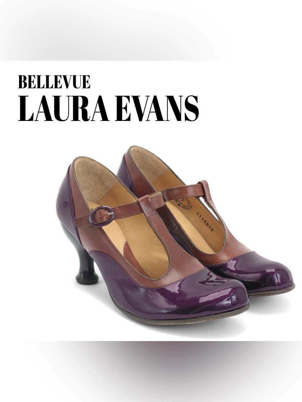 Fluevog NEARLY NEW Bellevue Laura Evans brown/burgundy retro T-strap heel- 7.5